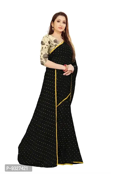 Rhey The Women's beautiful Foil Printed Saree With unstitched blouse piece for women's and girl's (Black)-thumb3