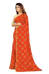 Rhey Women's chiffon Saree With Blouse Piece (RBOXW07_Orange)-thumb3