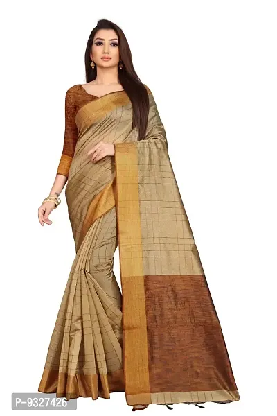 Beige embroidered silk saree with blouse - Maruti Creations - 3142699