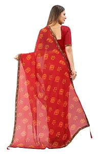 Stylish Red Chiffon Printed Saree With Blouse Pieace For Women-thumb3