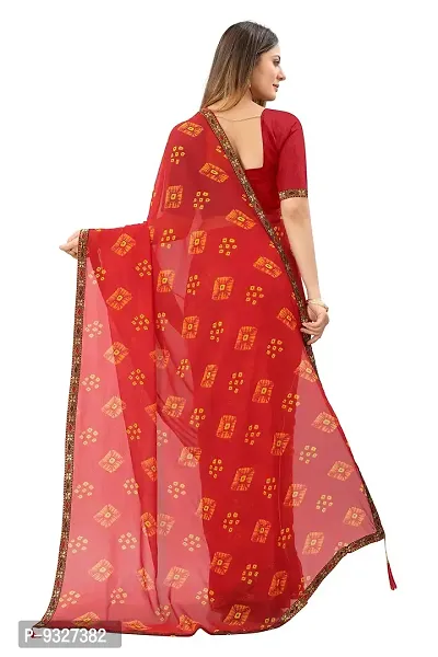 Stylish Red Chiffon Printed Saree With Blouse Pieace For Women-thumb4