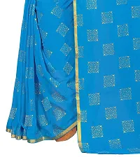 Rhey The Women Foil Printed Work Chiffon Saree With Unstitched Blouse Piece (Light Blue)-thumb2