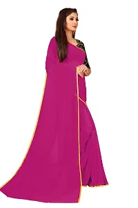 Rhey The Festive Plain Georgette Saree With Unstitched Jaquard Blouse Piece (Purple)-thumb2