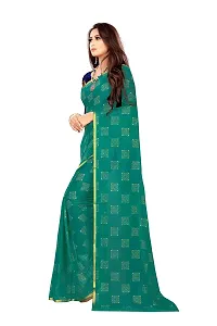 Rhey Women's Chiffon Saree With Blouse Piece (RBOXNG10_Dark Green)-thumb3