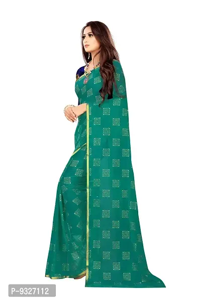 Rhey Women's Chiffon Saree With Blouse Piece (RBOXNG10_Dark Green)-thumb4