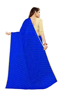 Rhey Women's Pure Chiffon Banarasi Weaving Printed Saree - Gold Zari Border with Jaquard Blouse Piece (Colour - Blue)-thumb3