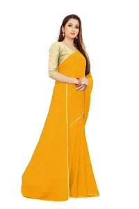 Rhey The Women's beautiful Foil Printed Saree With unstitched blouse piece for women's and girl's (Yellow)-thumb4