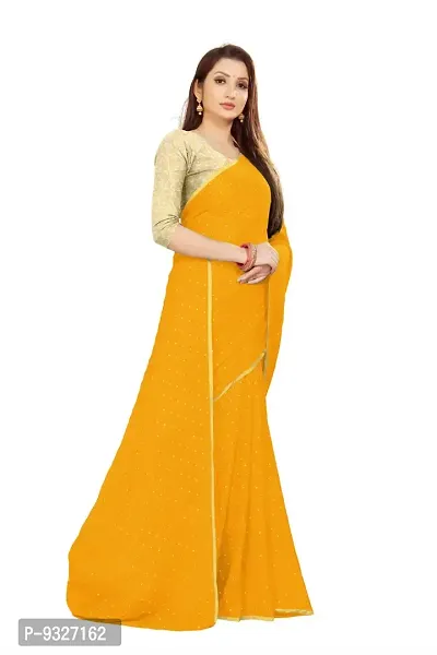 Rhey The Women's beautiful Foil Printed Saree With unstitched blouse piece for women's and girl's (Yellow)-thumb5