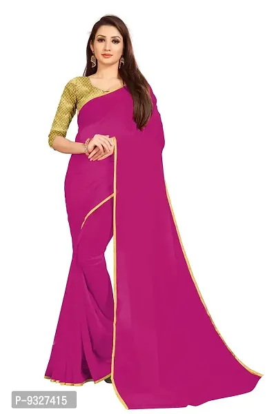 Rhey The Festive Plain Georgette Saree With Unstitched Jaquard Blouse Piece (Purple)-thumb0