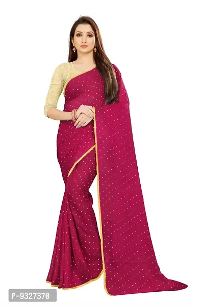 Rhey The Women's beautiful Foil Printed Saree With unstitched blouse piece for women's and girl's (Pink)-thumb0