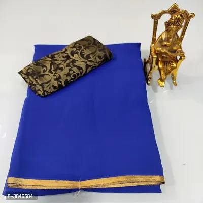 Georgette Zari Lace Work Saree With Jacquard Blouse Piece-thumb0