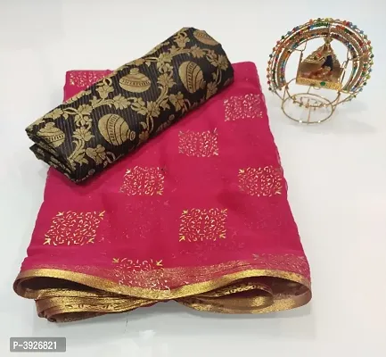 Chiffon Zari Lace Work Saree With Jacquard Blouse Piece