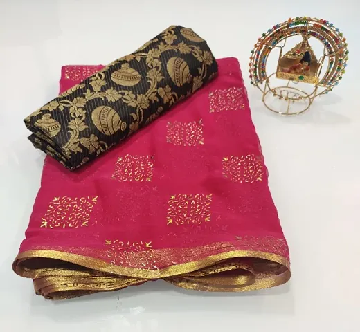 Hot Selling Chiffon Saree with Blouse piece 