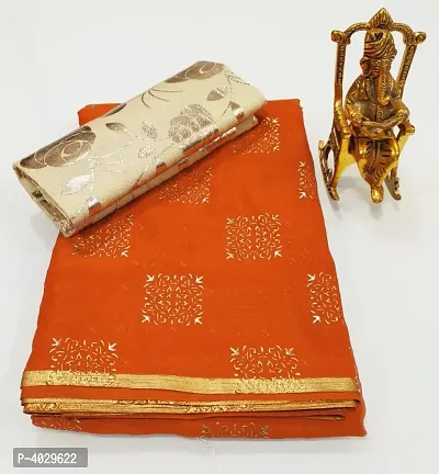 Beautiful Chiffon Zari Lace Work Saree With Jacquard Blouse Piece