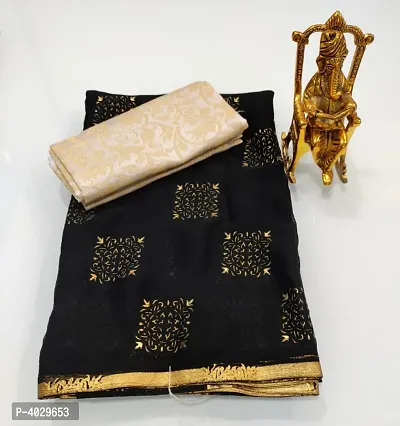 Beautiful Chiffon Zari Lace Work Saree With Jacquard Blouse Piece