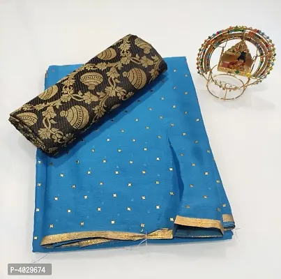 Beautiful Turquoise Chiffon Sarees For Women-thumb0