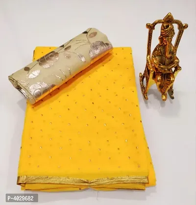 Yellow Chiffon Printed Sarees For Women-thumb0