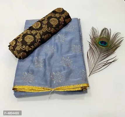 Beautiful Foil Print Chiffon Saree With Jacquard Blouse Piece