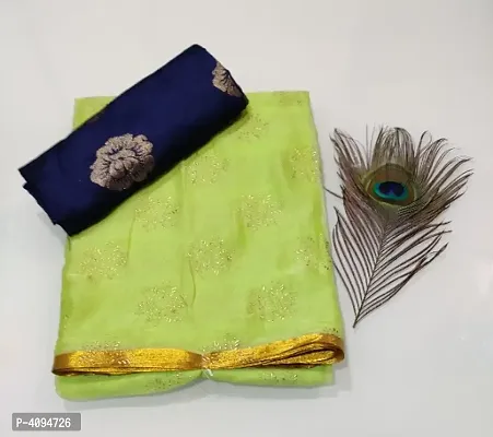 Beautiful Foil Print Chiffon Saree With Jacquard Blouse Piece-thumb0