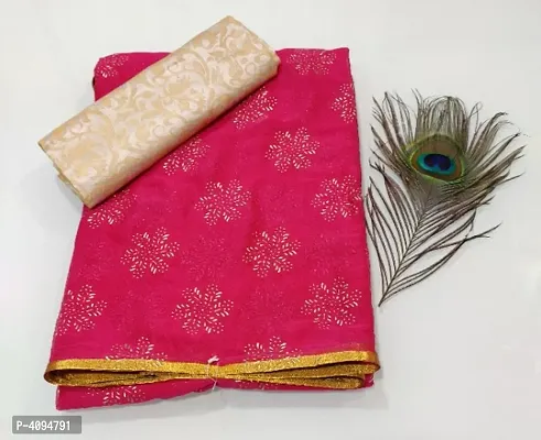 Beautiful Foil Print Chiffon Saree With Jacquard Blouse Piece-thumb0