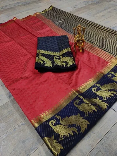 Beautiful Silk Blend Kanjeevaram Sarees with Blouse piece