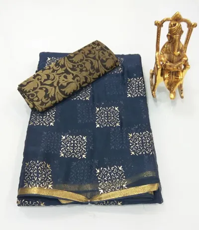 Fancy Chiffon Saree with Blouse Piece for Women