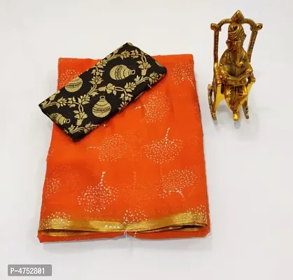 New Trendy Chiffon Printed Saree With Jacquard Blouse Piece