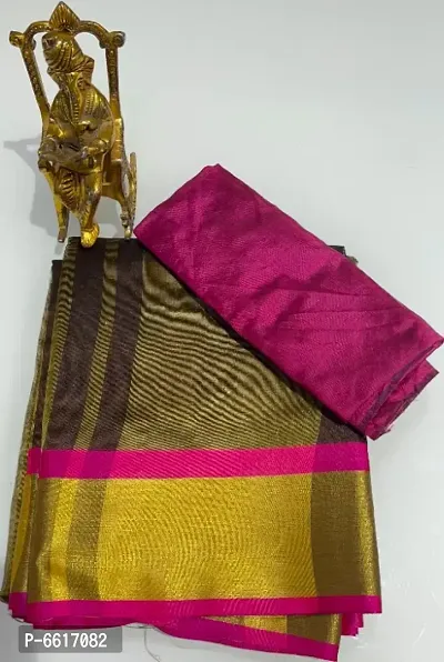 Rhey Cotton Silk Saree With Unstitched Blouse Piece-thumb0