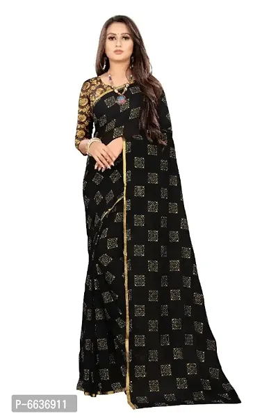 Beautiful Foil Print work Chiffon Saree with Blouse piece