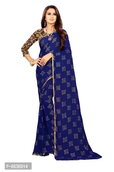 Rhey Box Foil Pattern Printed Bollywood Chiffon Saree