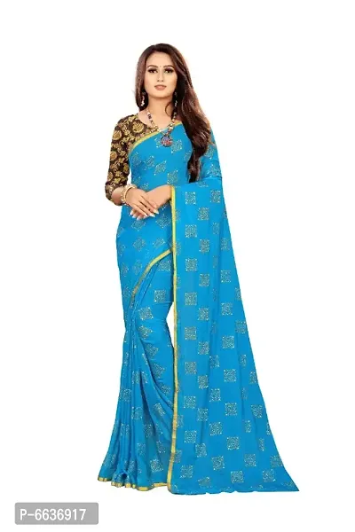 Rhey Box Foil Pattern Printed Bollywood Chiffon Saree