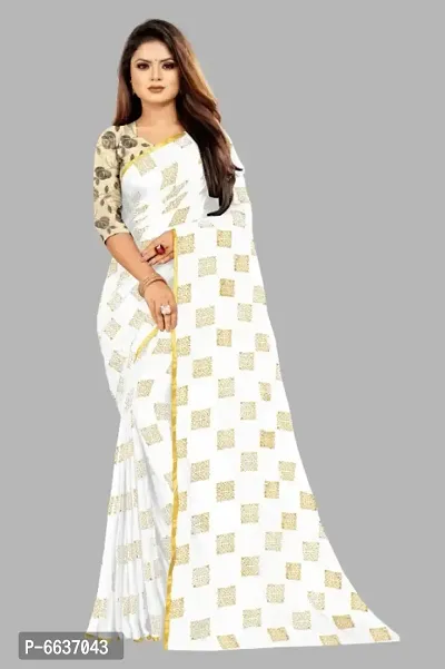 Chiffon Saree With Unstitched Blouse Piece-thumb0