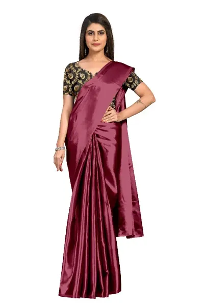 Trending Satin Saree with Blouse piece