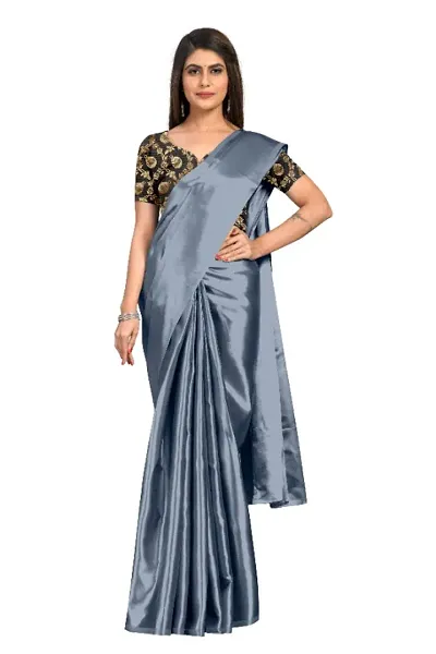 Beautiful Satin Saree with Blouse piece for Women