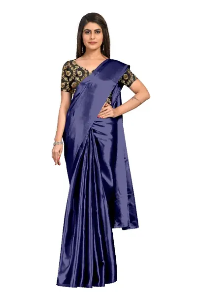 Glamorous Satin Saree with Blouse piece 