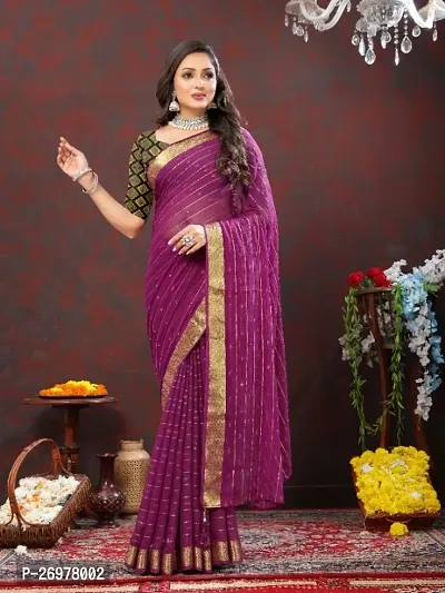 Classic Chiffon Saree with Blouse piece-thumb0