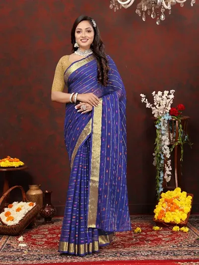 Fancy Chiffon Saree with Blouse Piece for Women