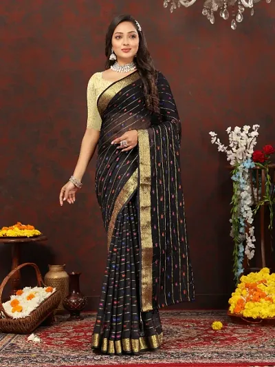 New In Chiffon Saree with Blouse piece