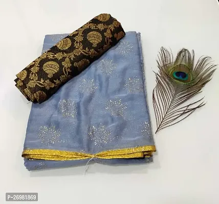 New Trendy Chiffon Printed Saree with Jacquard Blouse piece-thumb0