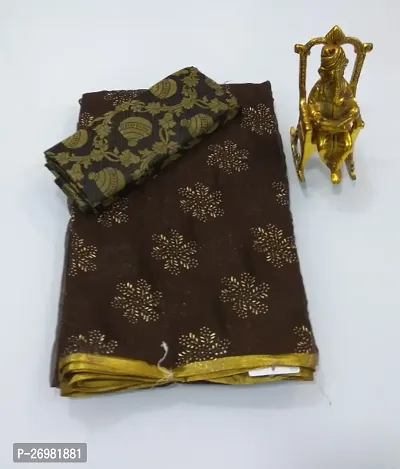 New Trendy Chiffon Printed Saree with Jacquard Blouse piece