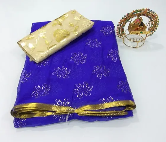 New In Chiffon Saree with Blouse piece 