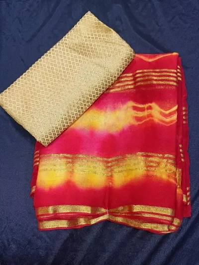 Chiffon Woven Sarees With Blouse Piece