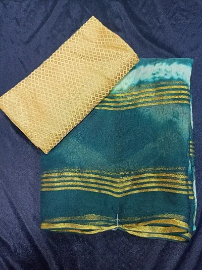 Chiffon Woven Sarees With Blouse Piece
