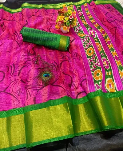 Rhey Bhagalpuri Digital Floral Print Silk Saree