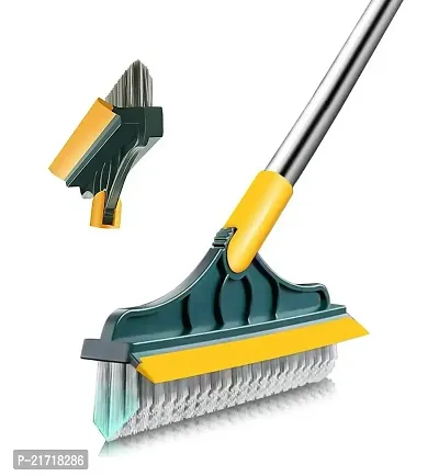 2 in 1 Floor Brush Scrubber with Long Handle Grout Brush 2023 New Upgrade Scrape Stiff Bristle Cleaning Scrub Brush with Squeegee 120?Rotating Tile Brush for Cleaning Bathroom Glass Patio Kitchen