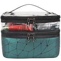 MKPCW Makeup Bags Double layer Travel Cosmetic Cases Make up Organizer Toiletry Bags (Dark green)-thumb2