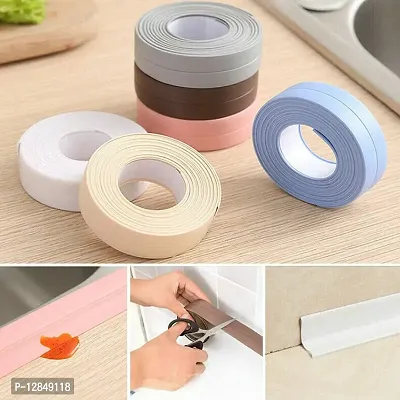 Caulk Strip Self Adhesive Tape, Waterproof Oil Proof Wall Sealing Tape For Kitchen Bathroom Sink Shower Toilet Wall Edge Protector Floor Marking (Multi Color)(Plain)-thumb0