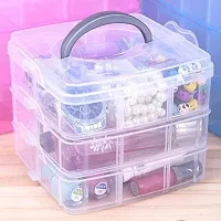 Vitzie 3-Tier 18 Sections Transparent Stackable Adjustable Compartment Slot Plastic Craft Storage Box Organizer for Jewelry Accessory Drawer Colour May Very (Medium),-thumb2