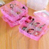 Vitzie 3-Tier 18 Sections Transparent Stackable Adjustable Compartment Slot Plastic Craft Storage Box Organizer for Jewelry Accessory Drawer Colour May Very (Medium),-thumb3