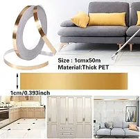 Tile Tape Gap Sealing For Floor Tape Waterproof, Gold Tile Tape For Walls Strip Stickers For Flooring, Self-Adhesive Sticker (Gold, 50 x 1 Cm)-thumb3